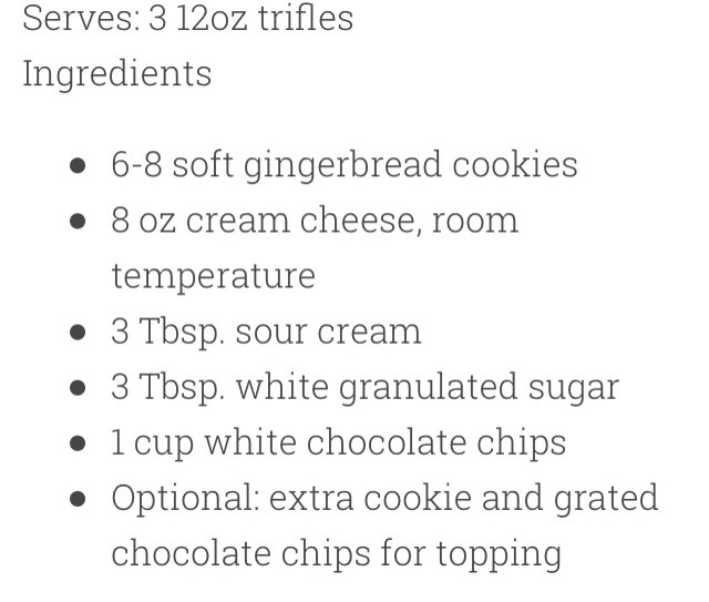 No bake white chocolate cheesecake gingerbread trifles