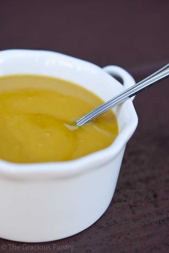 Mix together egg yolks with your favourite honey mustard. I like to use grainy mustard but smooth works as well. Mix with some garlic powder, pepper, and salt to taste. 