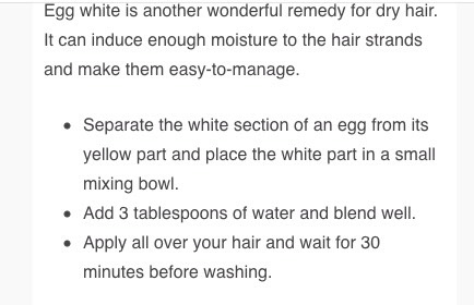 Egg white and water mix: