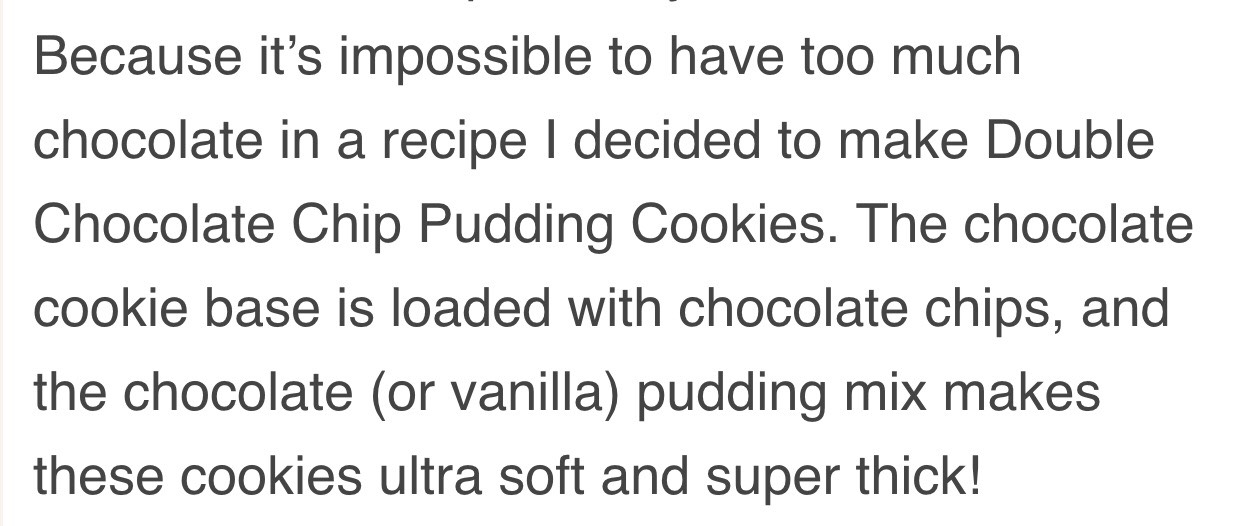 Double Chocolate Chip Pudding Cookies. 🍪