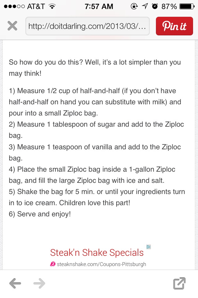 DIY Ice Cream In A Bag!