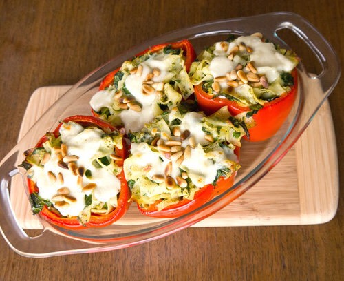 3. Pesto Stuffed Red Peppers