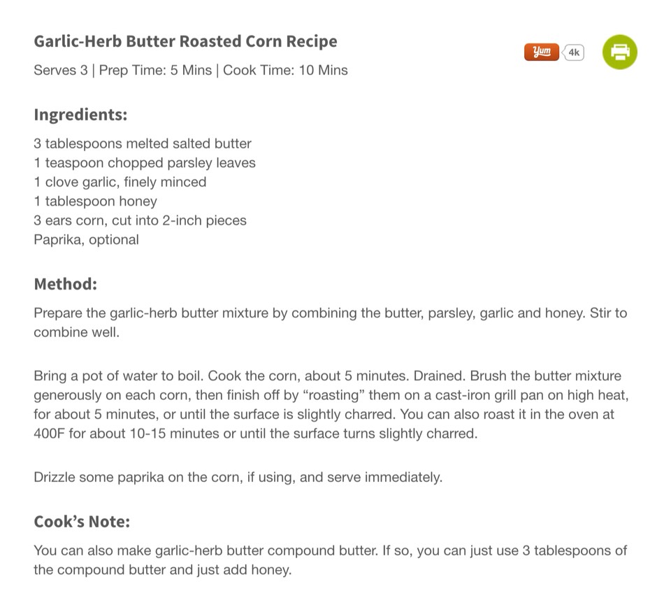 Garlic Herb Butter Roasted Corn