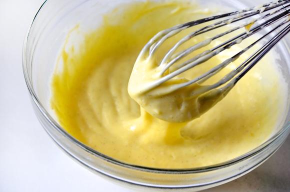 The pastry cream at room temperature.