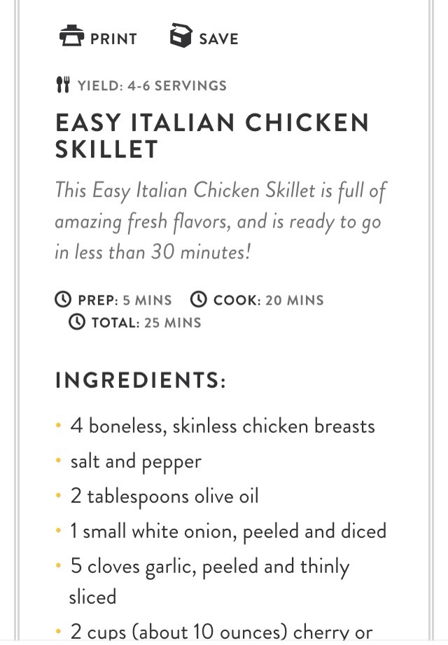 Easy Italian Chicken Skillet