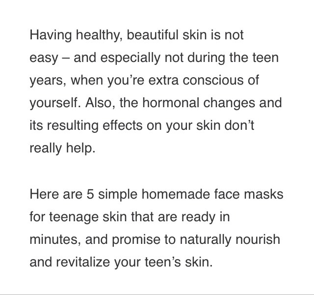 5 Simple Homemade Face Mask For Teenagers