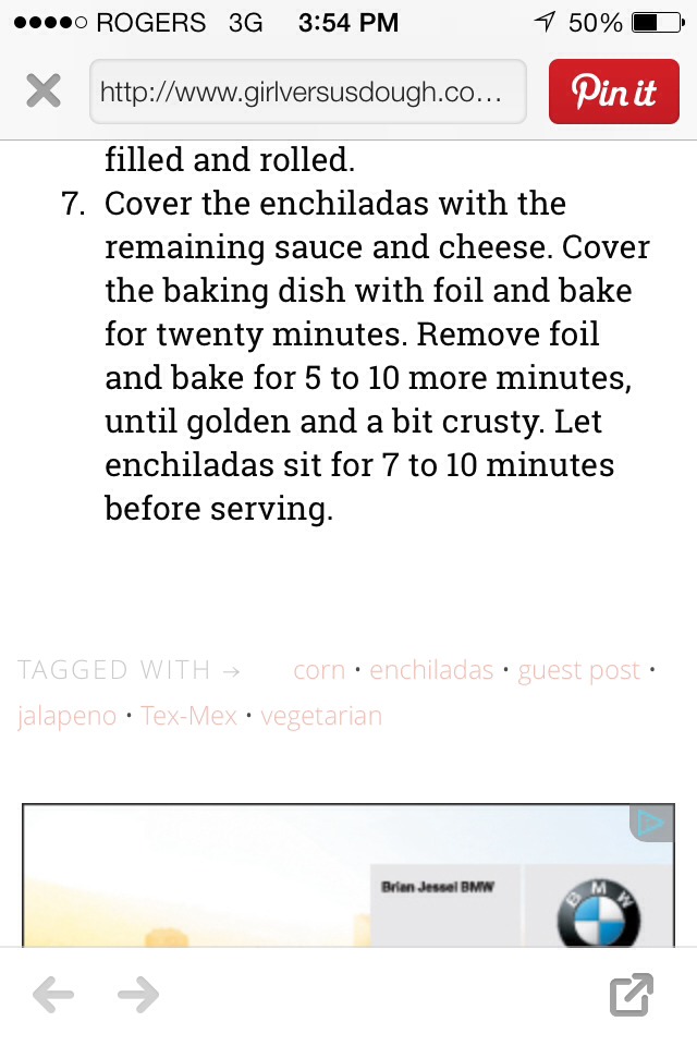 Jalapeno And Sweet Corn Enchilladas!