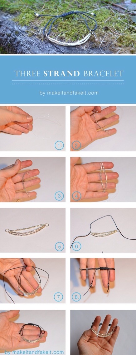 The Three Strand Bracelet

Full instructions here:
http://www.makeitandfakeit.com/2012/08/three-strand-bracelet.html?m=1