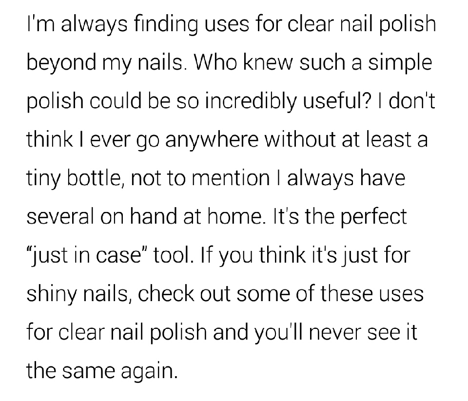Genius Ideas To Use Clear Nail Polish On!