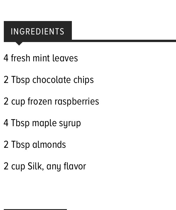 Raspberry Mint Chocolate Silk Smoothie