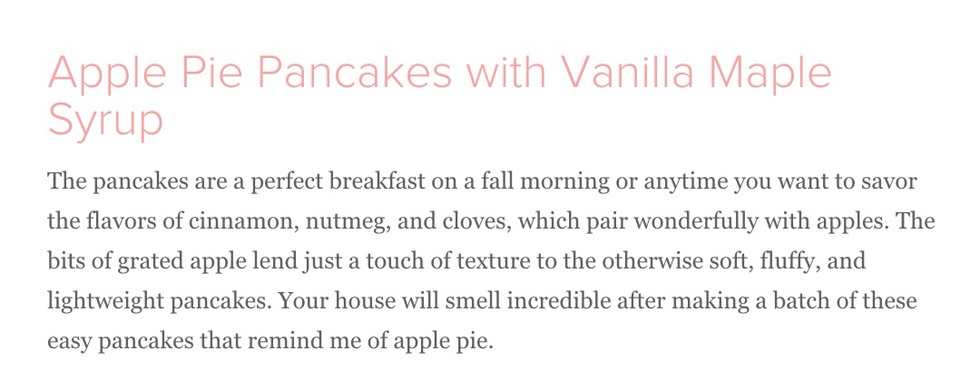 Apple Pie Pancakes With Vanilla Maple Syrup Recipe