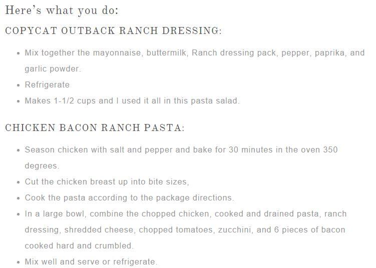 Chicken Bacon Ranch Pasta Salad