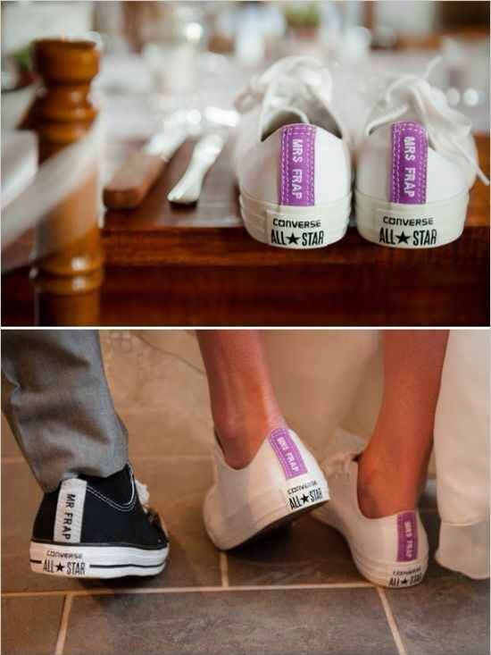 Order your very own wedding Converse as dancing shoes for the reception.

Order them at converse.com
