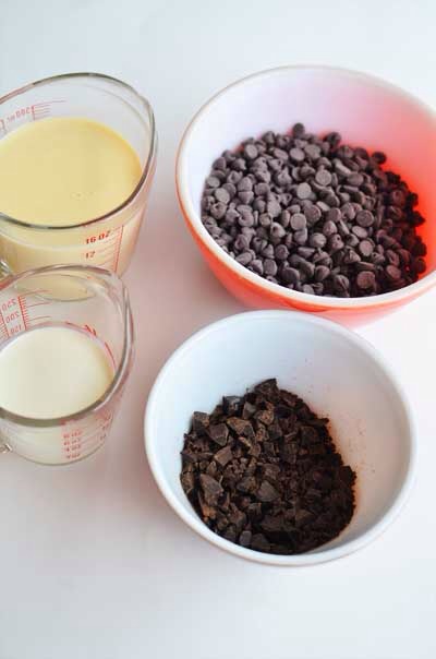 Ingredients

½ cup heavy cream
14-ounce can sweetened condensed milk (1 1/4 cups)
3 cups semisweet chocolate (chopped chocolate bars or chips)
3/4 cup unsweetened baking chocolate
wooden sticks (I used coffee stir sticks)

Yields 25 – 36 blocks (Depending on how big you cut them. I got 25 blocks.)