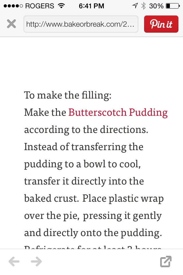 Butterscotch Pudding Pie With Chocolate Chip Cookie Crust!