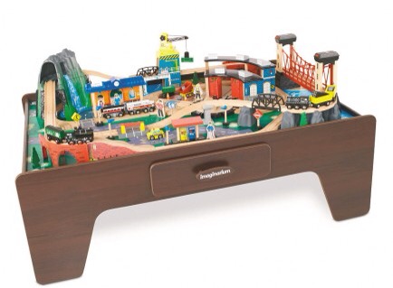 Train Table

A train table is kind of the dream, I've never met a kid who would turn down the opportunity to play with one. I'm in my 30's and still dream of owning a train table, one with lots of hills and maybe one of those silos that dumps rocks in the back. 
