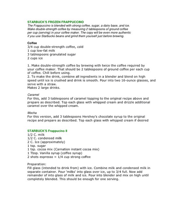 Starbucks Drink Recipes