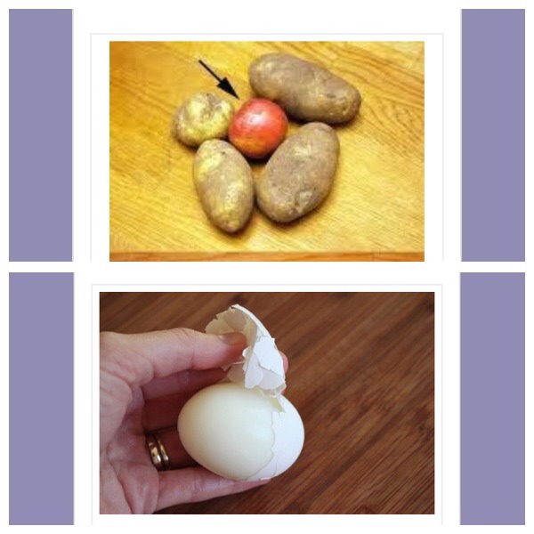 29. To prevent potatoes from budding add an apple in the bag.
30.  Add half a teaspoon of baking soda to water when hard boiling an egg to make the shells easier to peel off