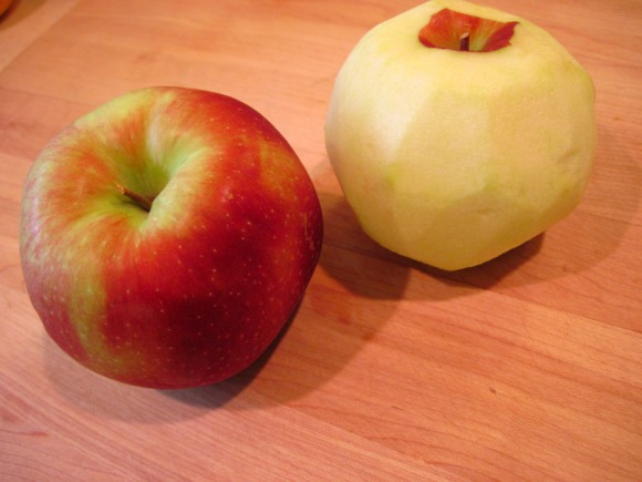 3. Peel, core, and chop the apples, and add them to the pot.