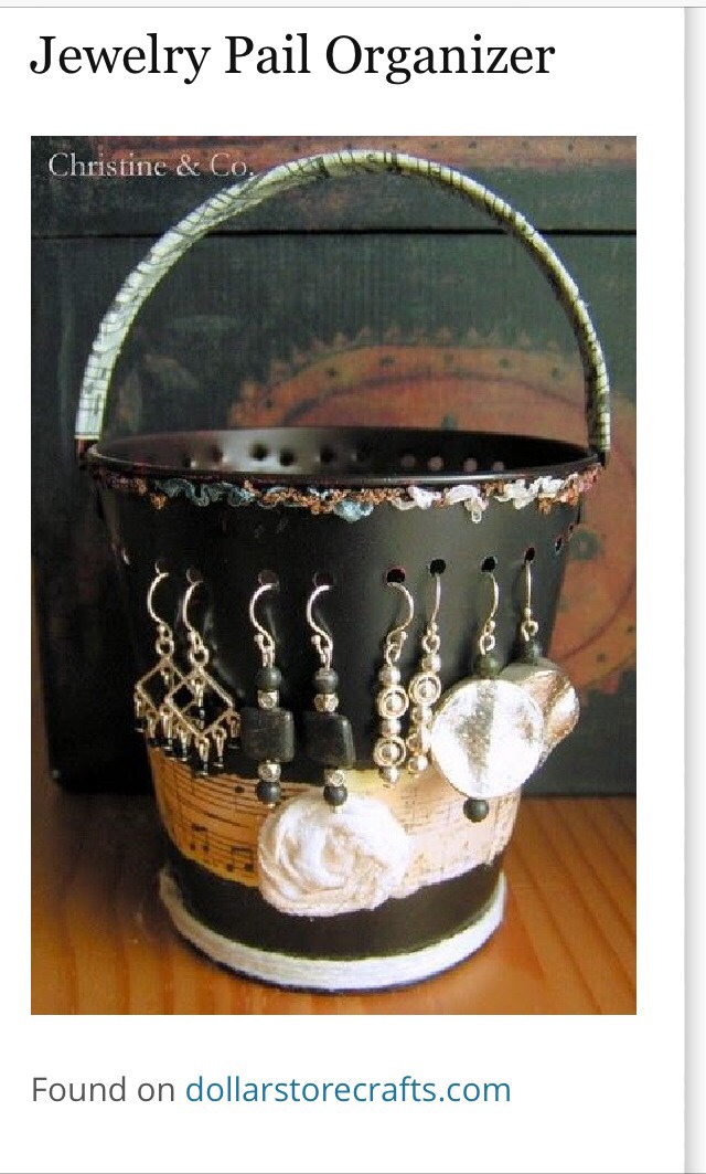 -> Full tutorial;
http://dollarstorecrafts.com/2011/04/make-a-tin-pail-jewelry-organizer/
