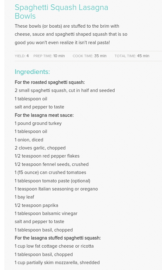 SPAGHETTI SQUASH LASAGNA BOWL