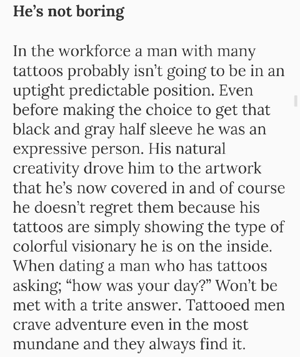 VERY Legitimate Reasons To Date A Tattooed Man!