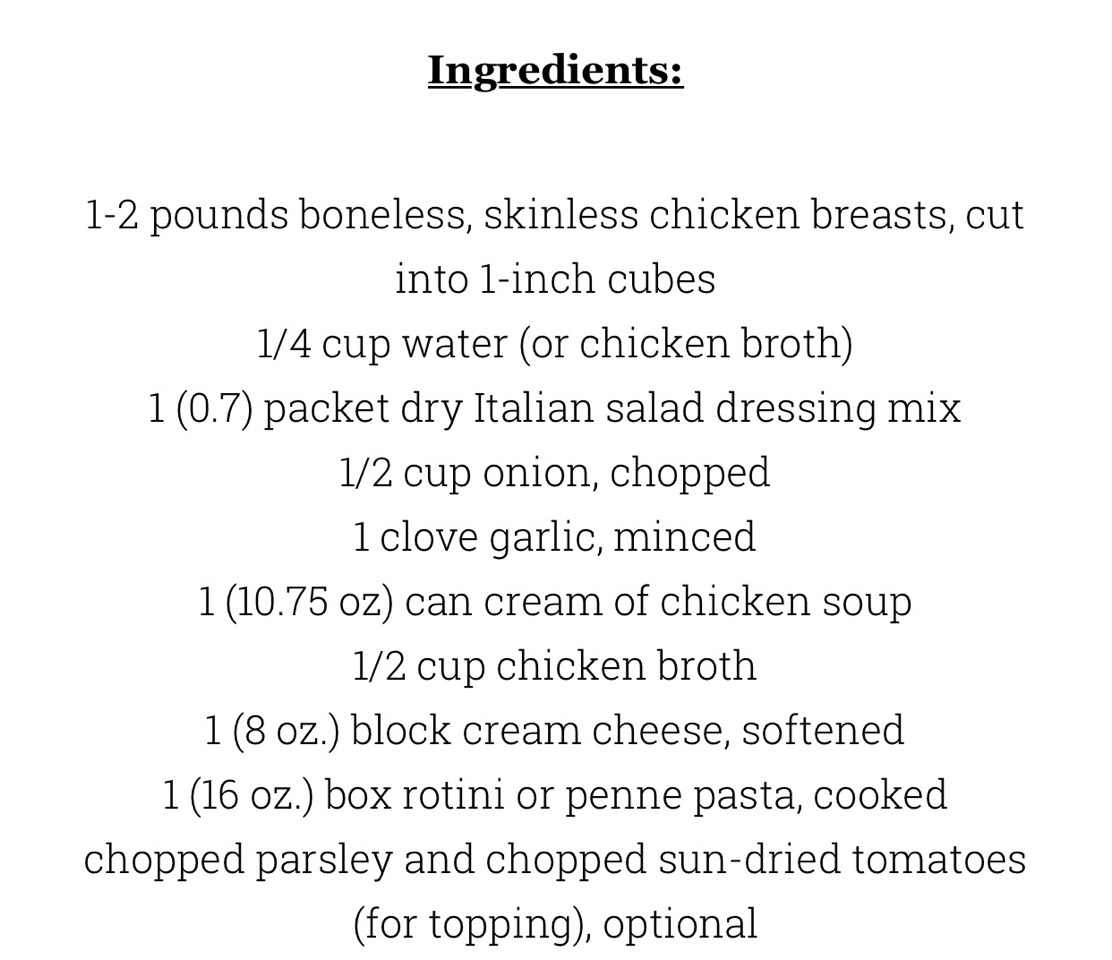 CROCKPOT CREAMY ITALIAN CHICKEN PASTA! 