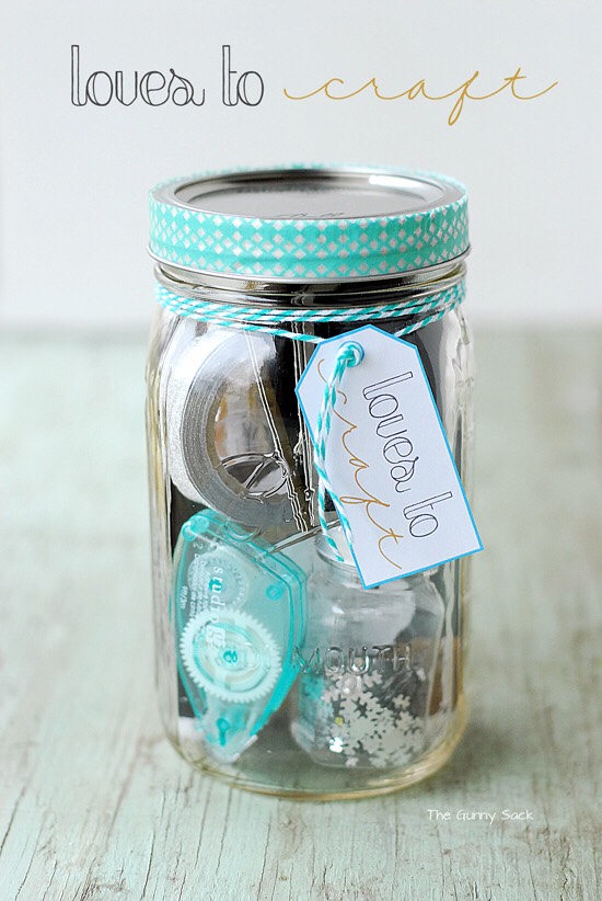 Fill it with glue and decorations for a person who loves to craft. Fill it with all things glittery and sparkly. 