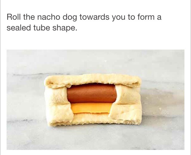 "NACHO-CRUSTED CRESCENT DOG"