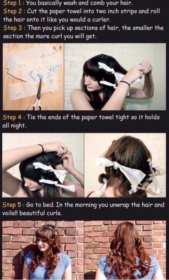 Paper towel/bag curls!