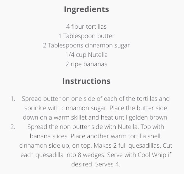 ✨Banana Nutella Quesadilla✨