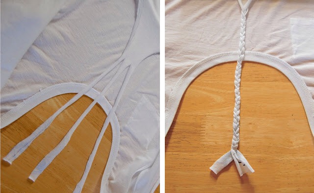 2. Next cut the middle piece into three strips and braid.