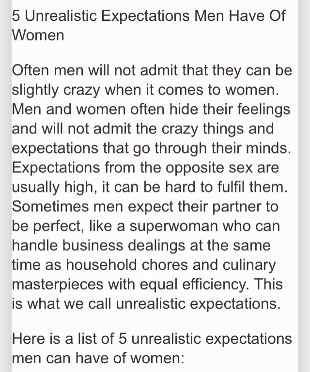 5 Unrealistic Expectations Men Have Of Women 👫👫👫👫👫