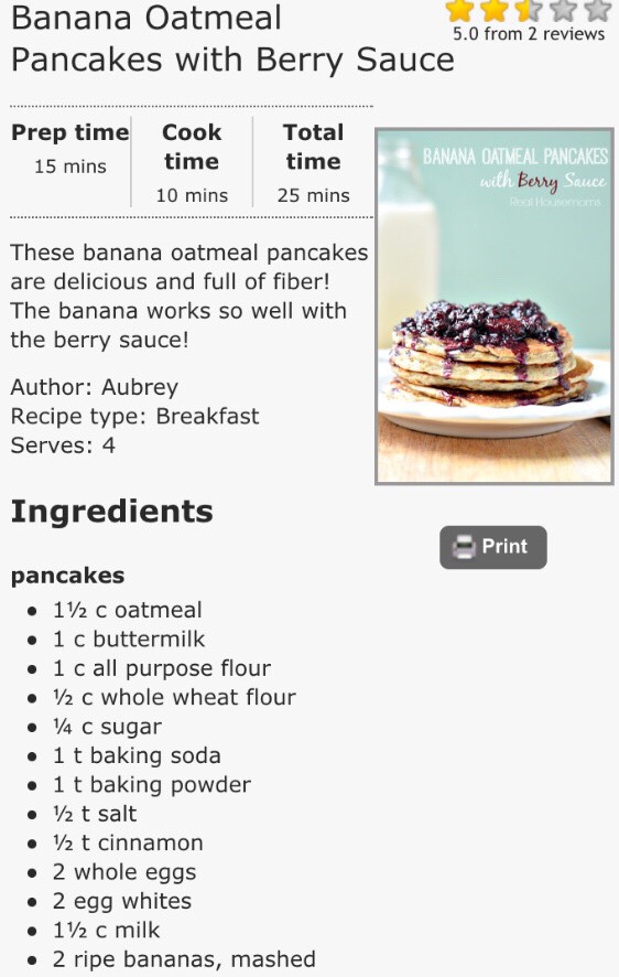 Banana Oatmeal Pancakes With Berry Sauce!