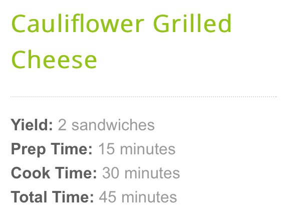 Roasted Cauliflower Grilled Cheese😍👌
