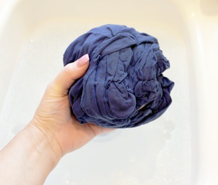 Remove the garment from the shampoo water and gently squeeze it out. Do NOT rinse it.