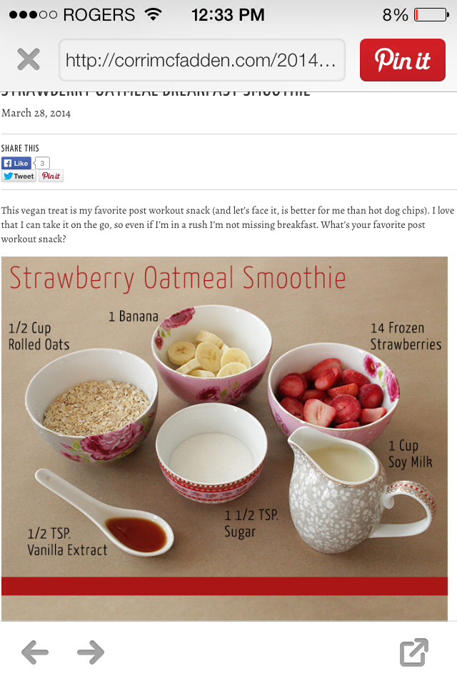 Strawberry Oatmeal Breakfast Smoothie