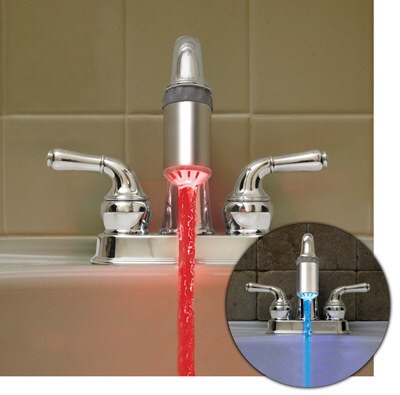 #16	 An LED faucet that makes hot water look red and cold water look