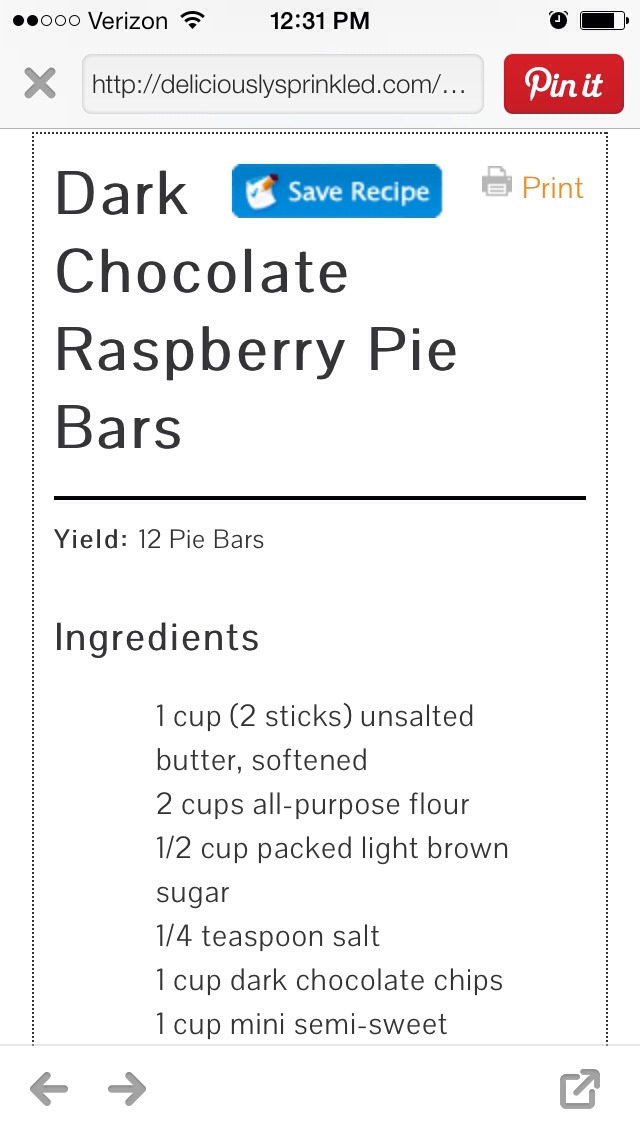 Dark Chocolate Raspberry Pie Bars 