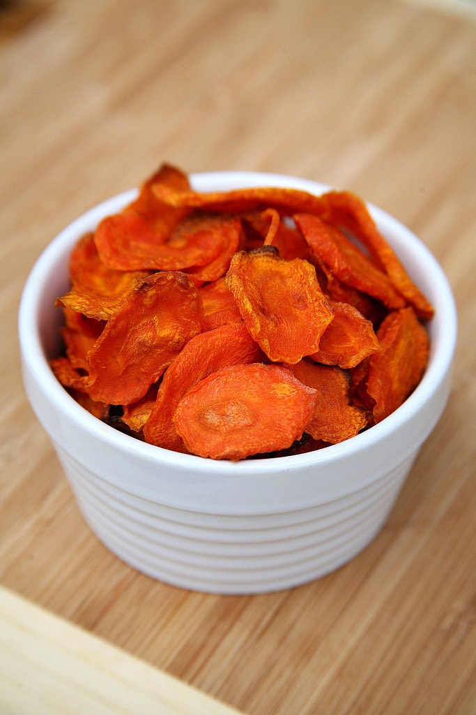 Carrot Chips 
Craving potato chips? Make a healthier version using carrots — each serving is just 79 calories.