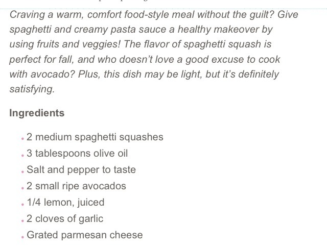 Spaghetti Squash With Creamy Avocado Sauce 