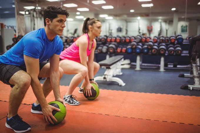 7. Medicine ball squat and throw
