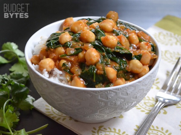 Curried Chickpeas with Spinach
