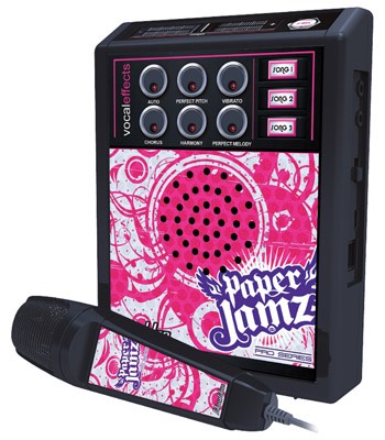 This is for boys and girl who love signing! It is a microphone that has 6 different sound effects. Trust me on this one ive tried it and u can sing for hours with this super gadget that only costs £8-£10 and comes in red pink and black!!!