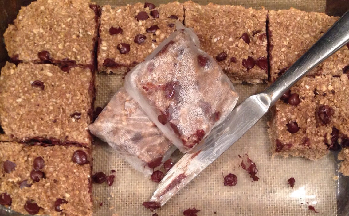 Slice into squares. Eat fresh, refrigerate, or wrap and freeze some for later. Can be used as a healthy snack for kids too!