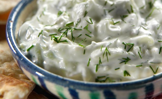 Tzaziki
A tangy, cool dip made from protein-packed, calcium-rich Greek yogurt as well as cucumbers, dill, garlic, and lemon, tzaziki is a much healthier alternative to all those sour cream- and mayo-based dips that may tempt you at summer barbecues. Serve it as a refreshing sauce for grilled meats