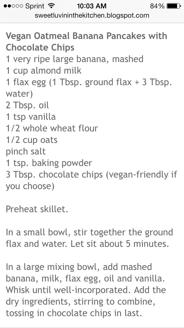 Vegan Oatmeal Banana Pancakes With Chocolate Chips