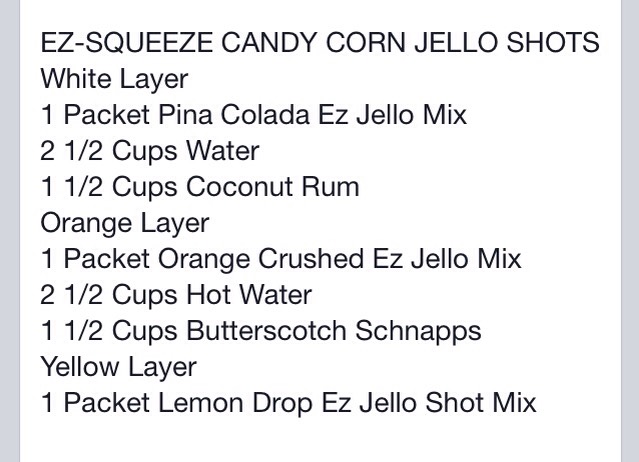 Candy Corn Jello Shots 