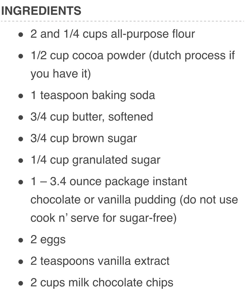 Double Chocolate Chip Pudding Cookies. 🍪