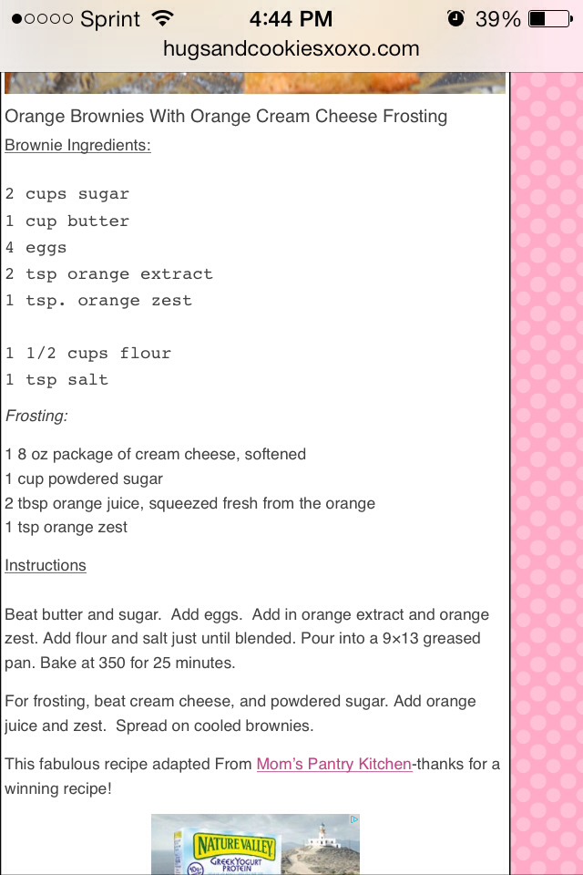 Orange Brownies With Cream Cheese Frosting